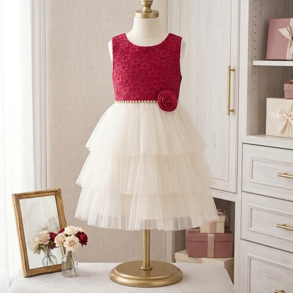 American Princess Red and Cream Formal Dress